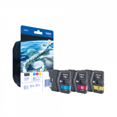 Brother LC-985RBWBP CMY Ink Combo Rainbow Pack - Cyan + Magenta + Yellow Cartridges - for DCP-J125, DCP-J315W, DCP-J515W, MFC-J265W, MFC-J410C, MFC-J415W