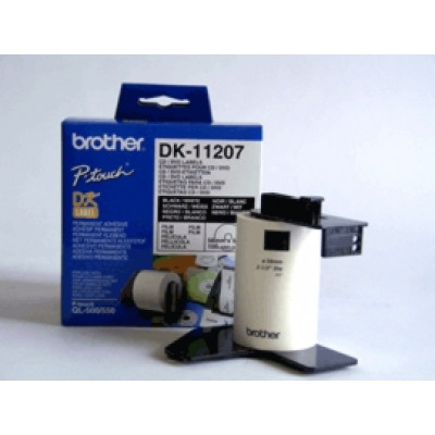 Brother DK-11207 - White Paper Self-Adhevise DVD, CD Label - 58 mm Diameter - Original Brother pack of 100 Labels per Roll