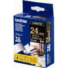 Brother 24MM Gold on Black P-Touch Laminated Adhesive Tape TZE-354 (24 mm X 8 Meters)