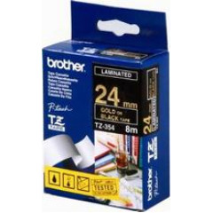 Brother 24MM Gold on Black P-Touch Laminated Adhesive Tape TZE-354 (24 mm X 8 Meters)
