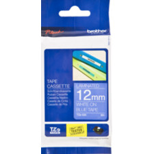 Brother 12MM White on Blue P-Touch Laminated Adhesive Tape TZE-535 (12 mm X 8 Meters)
