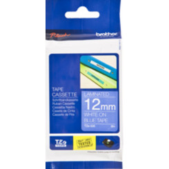 Brother 12MM White on Blue P-Touch Laminated Adhesive Tape TZE-535 (12 mm X 8 Meters)