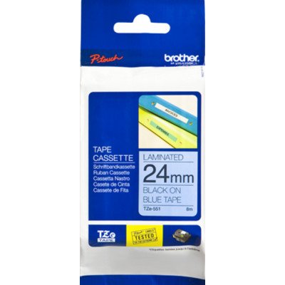 Brother 24MM Black on Blue P-Touch Laminated Adhesive Tape TZE-551 (24 mm X 8 Meters)