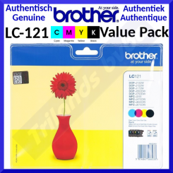 Brother LC-121 CMYK (4-Pack) Black / Cyan / Magenta / Yellow Original Ink Cartridges LC121VALBP for Brother DCP-J132W, DCP-J152W, DCP-J552DW, DCP-J752DW , MFC-J245, MFC-J470DW, MFC-J650DW, MFC-J870DW