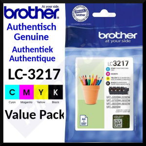 Brother LC-3217VAL (4-Ink CMYK Pack) Original Cyan / Magenta / Yellow / Black Ink Cartridges