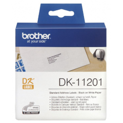 Brother DK-11201 Die Cut 29 mm X 90 mm Original White Paper Self-Adhesive Standard Address Label - 400 Labels Per Roll