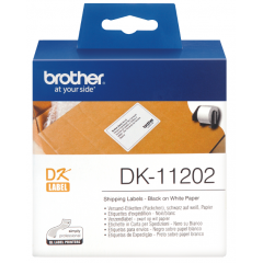 Brother DK-11202 Die Cut 62 mm X 100 mm Original White Paper Self-Adhesive Shipping Label - 300 Labels Per Roll