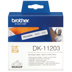 Brother DK-11203 Die Cut 17 mm X 87 mm Original White Paper Self-Adhesive File Folder Label - 300 Labels per Roll
