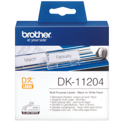 Brother DK-11204 Original White Paper Multi-Purpose Self-Adhesive Label - 17mm X 54mm - Pack of 400 Labels per Roll