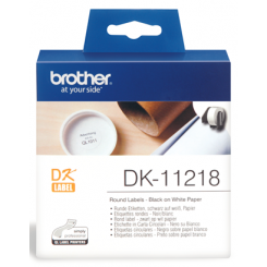 Brother DK-11218 - 24mm diameter - Original White Paper Self-Adhesive Round Label - 1000 Labels per Roll