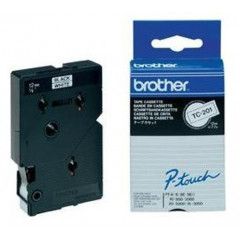 Brother TC201A - Black on white - Roll (1.2cm x 7.7m) 10 cassette(s) laminated tape - for P-Touch PT-2000, PT-3000, PT-500, PT-5000, PT-8E