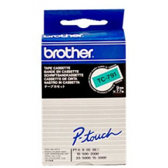 Brother TC-791 Black On Green 9mm Adhesive Tape PT-8, 500, 2000, 3000, 5000