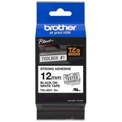 Brother 12MM Black ON White With Extra Strong Adhesive Laminated Tape TZES231 (12 mm X 8 Meters)