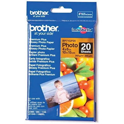 Brother BP71GP20 - Glossy - 100 x 150 mm 20 sheet(s) photo paper - for Brother DCP-J772, J774, T510, T710, MFC-J5830, J6535, J690, J775, J890, J895, T910