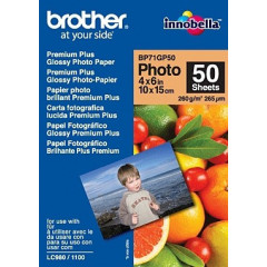 Brother BP71GP50 Premium Plus Glossy Photo Inkjet Paper (BP71GP50) - 100 mm X 150 mm (A6) - 260 gms/M2 - 50 Sheets Pack