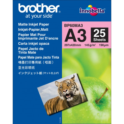 Brother BP60MA3 Matte Inkjet Photo Paper (A3) - 145 gms/M2 - 297 mm X 420 mm (A3) - 25 Sheets Pack 