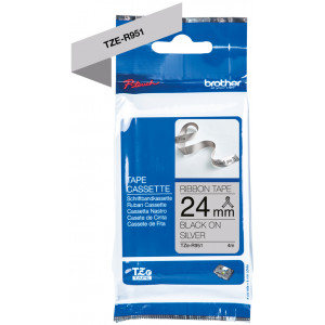 Brother TZe-R951 - Satin - black on silver - Roll (2.4 cm x 4 m) 1 cassette(s) ribbon tape - for Brother PT-D600