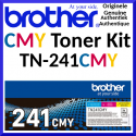 Brother TN-241CMY (3-Toner Bundle) Cyan / Magenta / Yellow Original Toner Cartridges (3 X 1.400 Pages)