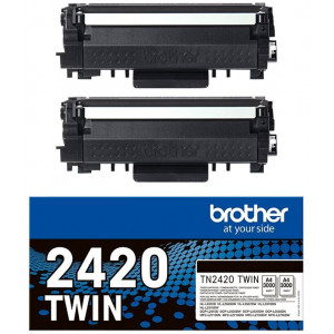 Brother TN-2420 TWIN (2-Pack) BLACK High Yield ORIGINAL Toner Cartridge (2 X 3.000 Pages)