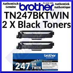Brother (TN-247BKTWIN) Original 2-Toner Pack High Yield BLACK Toner Cartridges (2 X 3000 Pages)