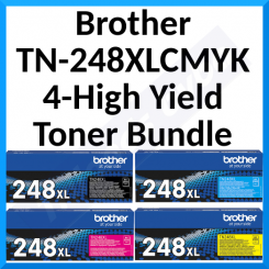 Brother TN-248XLCMYK 4-High Yield Toner Bundle Original High Yield CYAN / MAGENTA / YELLOW / BLACK Toner Cartridges BUNDLE (3 X 2.300 Pages + 1 X 3.000 Pages) 
