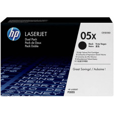 HP 05X BLACK ORIGINAL (2-Toner Pack) High Yield LaserJet Toner Cartridges CE505XD (2 X 6.500 Pages)