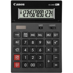 Canon AS-2400 Simple Calculator - 14 Digits - LCD - Battery/Solar Powered - 34 mm x 140 mm x 198 mm - Dark Grey