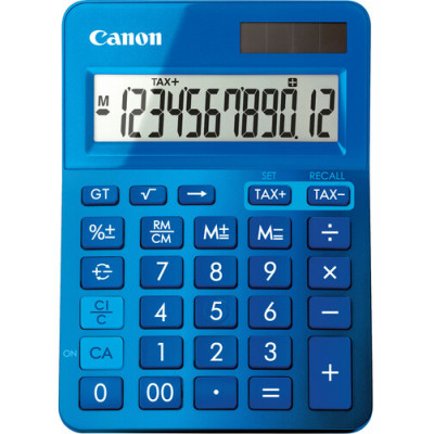 Canon LS-123K Simple Calculator - 12 Digits - LCD - Battery/Solar Powered - Metallic Blue - Plastic