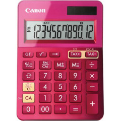 Canon LS-123K Simple Calculator - 12 Digits - LCD - Battery/Solar Powered - Metallic Pink - Plastic