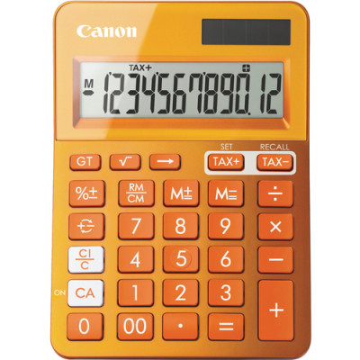 Canon LS-123K Simple Calculator - 12 Digits - LCD - Battery/Solar Powered - Metallic Orange - Plastic