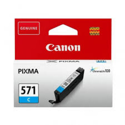 Canon CLI-571C Cyan Original Ink Cartridge 0386C001 (7 Ml.) for Canon Pixma MG5750, MG5751, MG5752, MG5753, MG6850, MG6851, MG6852, MG6853, MG7750, MG7751, MG7752, MG7753, TS5051, TS5053, TS5055, TS6050, TS6051, TS6052, TS8051, TS8052, TS9050, TS9055