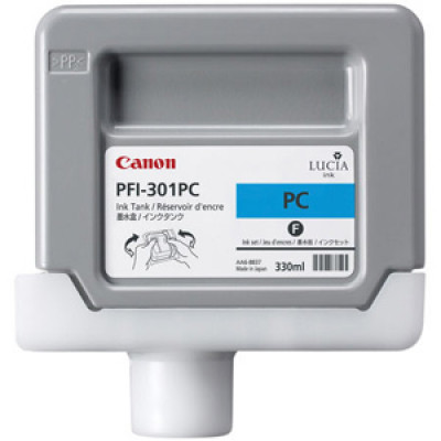 Canon PFI-301PC Photo Cyan Ink Original Cartridge 1490B001 (330 Ml.) for Canon IPF-8000, IPF-8100, IPF-8110, IPF-9000, IPF-9100, PFI-9110