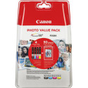 Canon CLI-551 (4-Ink Pack) Black / Cyan / Magenta / Yellow Original Ink Cartridges Photo Pack 6508B005 (4-Ink + Canon PP-201 Photo Paper 10cm X 15cm 50 sheets)