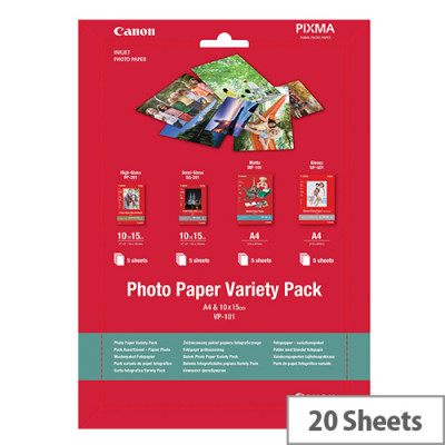 Canon VP101 Photo Inkjet Paper 0775B0789 - A4 + 100 mm X 150 mm - Variety Pack