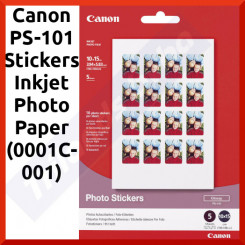 Canon PS-101 Stickers Inkjet Photo Paper (0001C001) - 10 cm X 15 cm - 16 Photo Stickers per Sheet - 5 Sheets per Pack