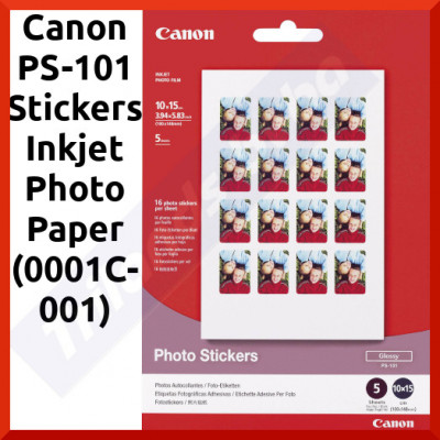 Canon PS-101 (0001C001) Original Photo Stickers Inkjet Photo Paper - 10 cm X 15 cm - 16 Photo Stickers per Sheet - 5 Sheets per Pack