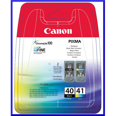 Canon PG-40 Black / CL-41 Tri-Color (2-Pack) Original Ink Cartridges 0615B043