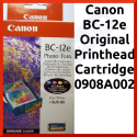 Canon BC-12e (0908A002) Original BLACK + COLOR Ink Printhead Cartridge