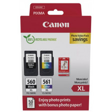 Canon PG-560XL/CL-561XL Photo Value Pack - Glossy - 2-pack - High Yield - black, colour (cyan, magenta, yellow) - original - hanging box - ink cartridge / paper kit - for PIXMA TS5350, TS5351, TS5352, TS5353, TS7450