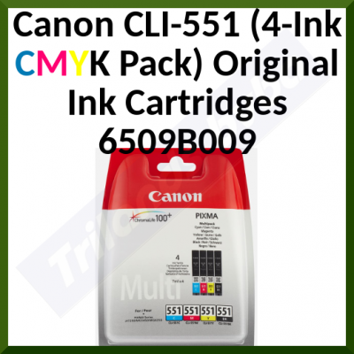 Canon CLI-551 (4-Ink Pack CMYK) Black / Cyan / Magenta / Yellow Original Ink Cartridges
