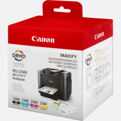 Canon PGI-2500 (4-Ink Pack CMYK) Black / Cyan / Magenta / Yellow Original Ink Cartridges 9290B004 for Canon MAXIFY iB4050, iB4150, MB5050, MB5150, MB5155, MB5350, MB5450, MB5455