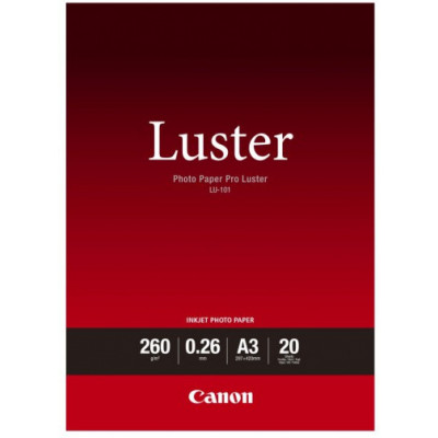 Canon LU-101 Inkjet Print Photo Paper 6211B008 - (A3) 297 mm X 420 mm - 260 gram/m² - Luster - 20 Sheet per pack