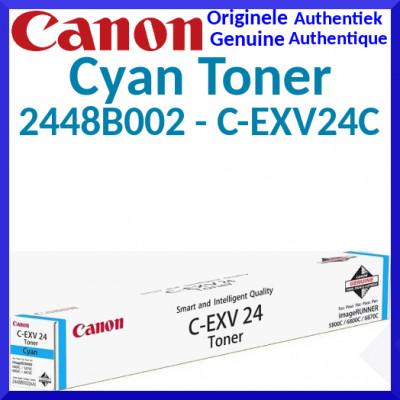Canon C-EXV 24C Cyan Original Toner Cartridge 2448B002 (9500 Pages) for Canon ImageRunner IR-5800C, IR-5800CN, IR-5870C, IR-5870CN, IR-5880C, IR-5880Ci, IR-6800C, IR-6800CN, IR-6870C, IR-6870Ci, IR-6880C, IR-6880Ci 