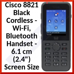 Cisco 8821 Handset - Black - Cordless - Wi-Fi, Bluetooth - 6.1 cm (2.4") Screen Size - USB - Headphone - 11.50 Hour Battery Talk Time