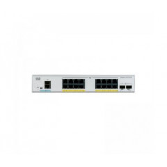 Cisco Catalyst 1000-16P-E-2G-L - Switch - Managed - 8 x 10/100/1000 (PoE+) + 8 x 10/100/1000 + 2 x Gigabit SFP (uplink) - rack-mountable - PoE+ (120 W)