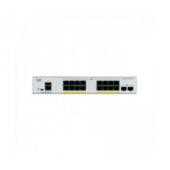 Cisco Catalyst 1000-16P-E-2G-L - Switch - Managed - 8 x 10/100/1000 (PoE+) + 8 x 10/100/1000 + 2 x Gigabit SFP (uplink) - rack-mountable - PoE+ (120 W)