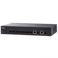 Cisco Small Business SG350-10SFP - Switch - L3 - Managed - 8 x Gigabit SFP + 2 x combo Gigabit Ethernet/Gigabit SFP - desktop