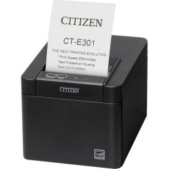 Citizen CT-E301 Desktop, Industrial Direct Thermal Printer - Monochrome - Receipt Print - Ethernet - USB - Yes - Serial - With Cutter - Black - 72 mm (2.83") Print Width - 250 mm/s Mono - 203 dpi - 79.50 mm Label Width - ESC/POS Emulation
