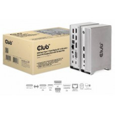 CLUB3D Docking Station USB-C (Metal casing) CSV-1568 - 1x USB Gen2 Type-C Female (data) 2x USB Gen2 Type-A Female 1x USB Gen1 Type-A Female 1x USB Type-A (RED) Smart Charging port 5V/2.4A Max.