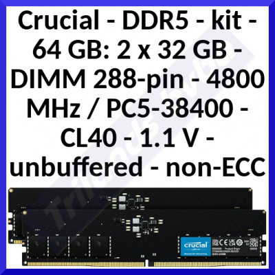 Crucial - DDR5 - kit - 64 GB: 2 x 32 GB - CT2K32G48C40U5 - DIMM